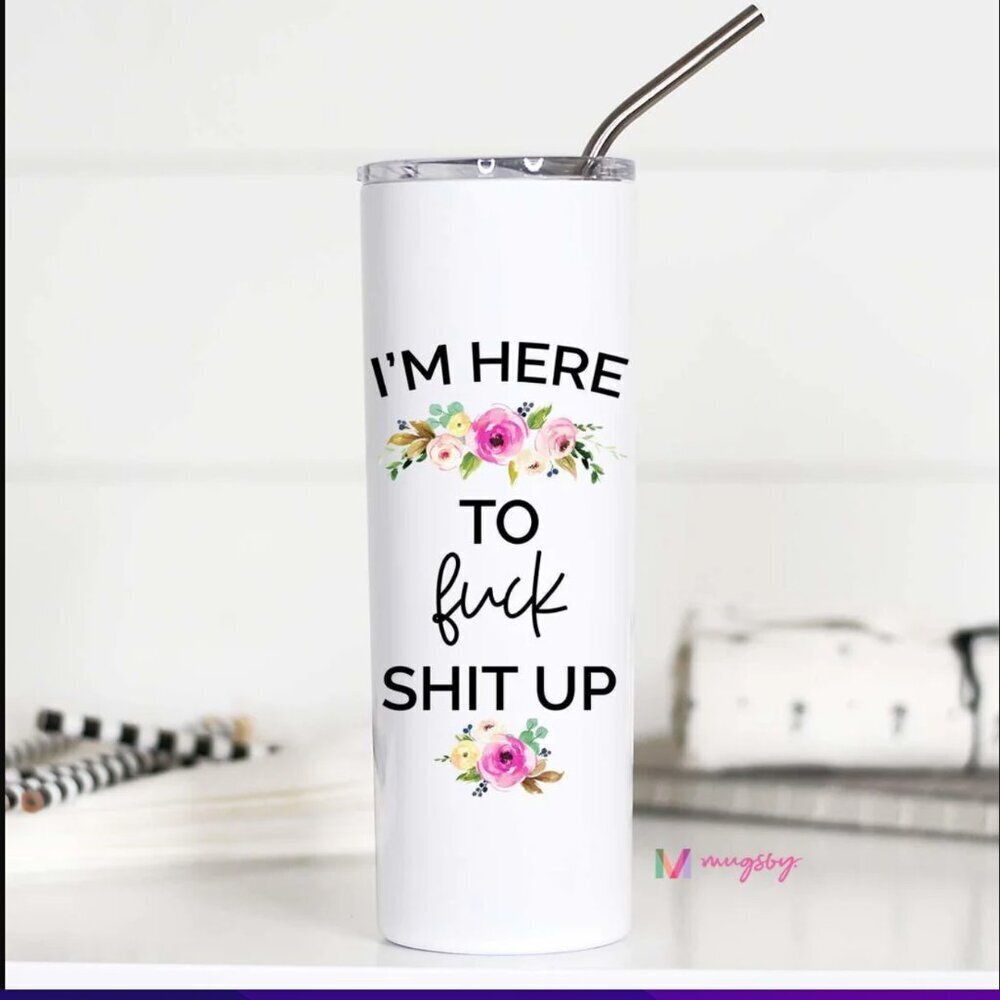 Mugsby Humorous Tall Stainless Steel Travel Cup